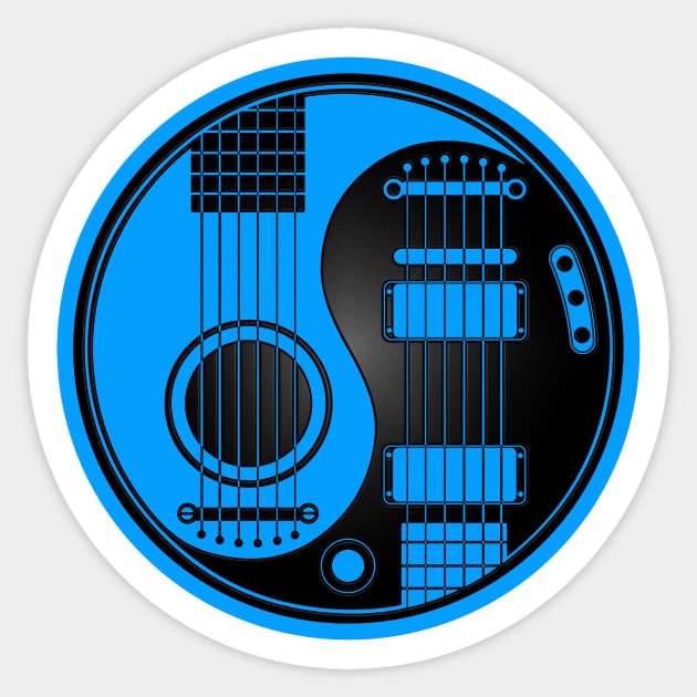 Blue and Black Acoustic Electric Guitars Yin Yang Sticker by jeffbartels